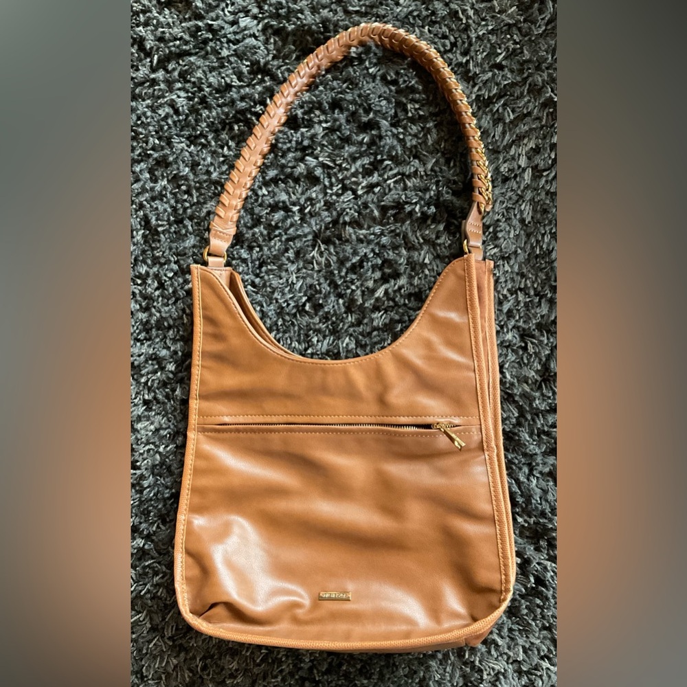 Rachel Zoe, Jalilah Smooth Faux Leather Hobo Purse, Cognac Brown